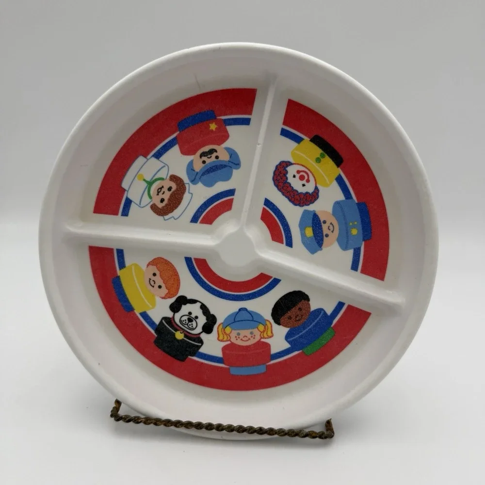 Fisher Price Little People Divided Plate Children‎  Dish Decorative 1990 *flaw